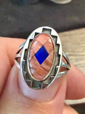 925 Teme Southwestern inlaid coral and lapis